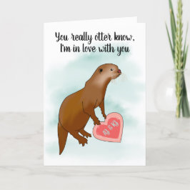 Cute Funny Otter Pun Valentijnse  Romantic Feestdagen Kaart