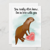 Cute Funny Otter Pun Valentijnse  Romantic Flat Ka Feestdagenkaart (Voorkant / Achterkant)