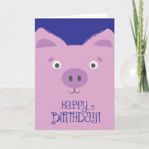 Cute, Funny Paarse Pig Birthday Kaart