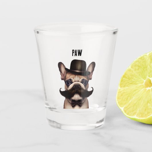 Cute Funny Paw French Bulldog Shot Glas (Voorkant)