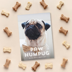 Cute Funny Paw Hum Pug Dog Pet Holiday Fotokaart Feestdagenkaart