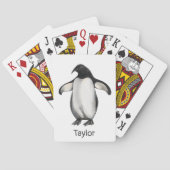 Cute Funny Penguin Animal Drawing Add Jouw tekst Pokerkaarten (Achterkant)