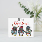 Cute Funny Penguin Illustratie | Vrolijk kerstfees Briefkaart (Staand voorkant)