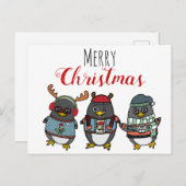 Cute Funny Penguin Illustratie | Vrolijk kerstfees Briefkaart (Voorkant / Achterkant)
