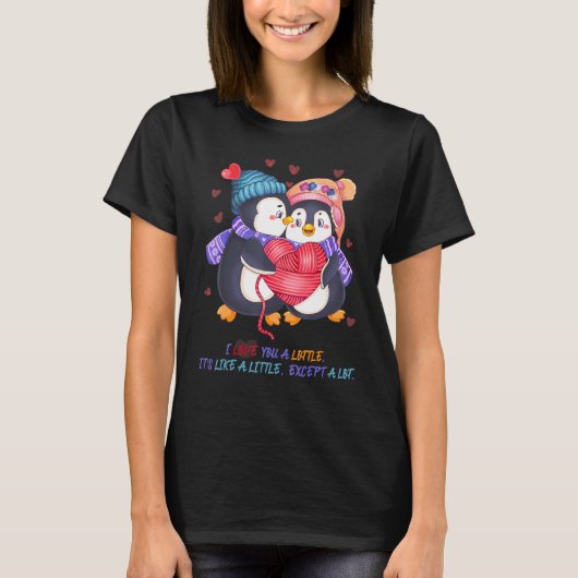 Cute Funny Penguin Pun I Love You A Lottle! T-shirt (Voorkant)
