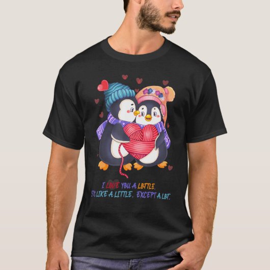 Cute Funny Penguin Pun ik hou van je. T-shirt (Voorkant)