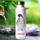 Cute Funny Penguin Water Bottle Waterfles<br><div class="desc">Cute grappige pinguïn cartoon. De tekst kan worden gepersonaliseerd.</div>
