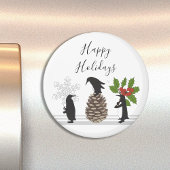 Cute Funny Penguins Whimsical Prettige feestdagen Magneet