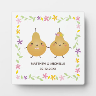 Cute Funny Perfect Pear Couple Passen getrouwd Mem Fotoplaat
