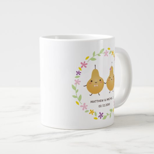 Cute Funny Perfect Pear Couple Passen getrouwd Mem Grote Koffiekop (Voorkant rechts)