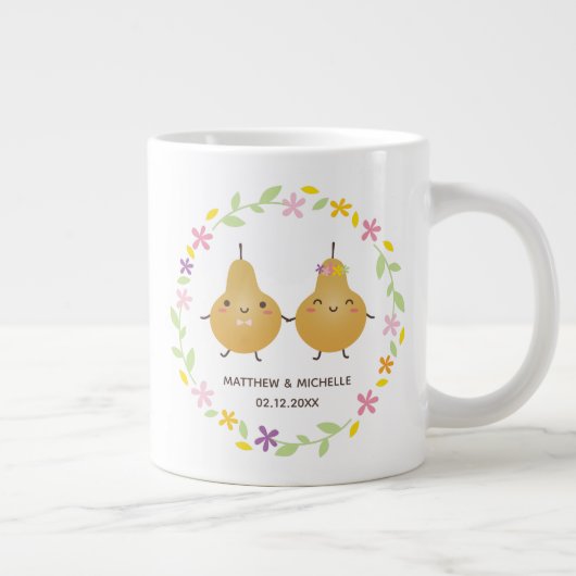 Cute Funny Perfect Pear Couple Passen getrouwd Mem Grote Koffiekop (Rechts)