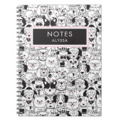 Cute Funny Personalized Hondenrassen Black and Whi Notitieboek (Voorkant)