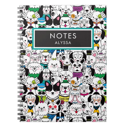 Cute Funny Personalized Hondenrassen Colorful Notitieboek (Voorkant)