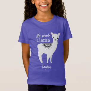 Cute Funny Personalized No Prob llama T-shirt