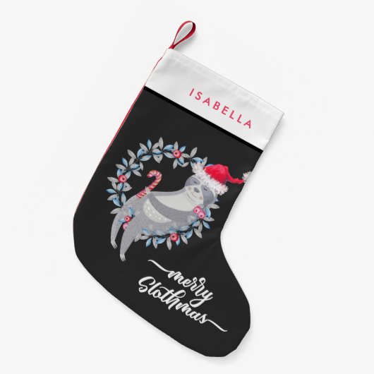 Cute Funny Personalized Sloth Holiday Kleine Kerstsok (Voorkant (Hangend))