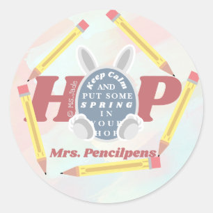 Cute Funny Personalized Spring Teacher Meme Ronde Sticker