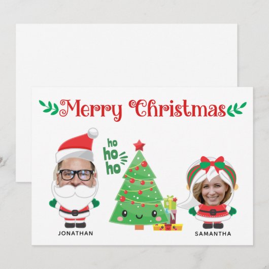 Cute Funny Photo Santa Feestdagenkaart (Voorkant / Achterkant)