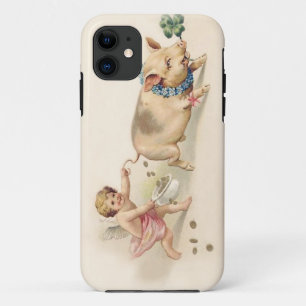 Cute Funny  Pig en Angel die samen lopen iPhone 11 Hoesje