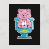 Cute & Funny Pig on Toilet Piggy Bank Briefkaart (Voorkant)