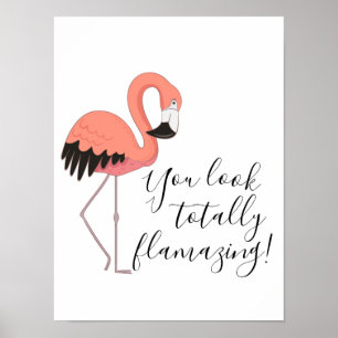 Cute Funny Pink Flamingo Volledig ontvlambaar Poster