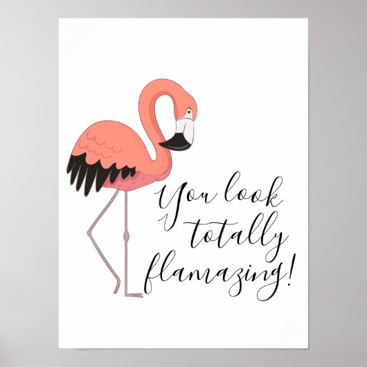 Cute Funny Pink Flamingo Volledig ontvlambaar Poster (Voorkant)