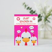 Cute Funny Pink is gewoon een kip in Valentijnsdag Feestdagenkaart (Staand voorkant)