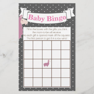 Cute Funny Pink Llama Baby shower Bingo Flyer