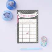Cute Funny Pink Llama Baby shower Bingo Flyer (Enkel)