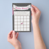 Cute Funny Pink Llama Baby shower Bingo Flyer (Hand)