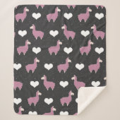 Cute Funny Pink Llamas & Hearts Sherpa Deken (Voorkant)