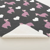 Cute Funny Pink Llamas & Hearts Sherpa Deken (3/4)