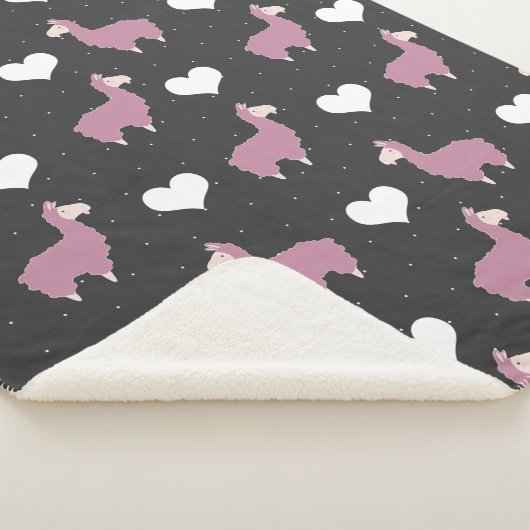 Cute Funny Pink Llamas & Hearts Sherpa Deken (3/4)