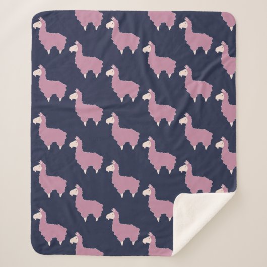 Cute Funny Pink Llamas Sherpa Deken (Voorkant)