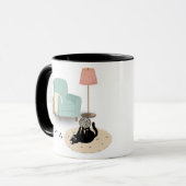 Cute funny playful cat mug mok (Voorkant links)
