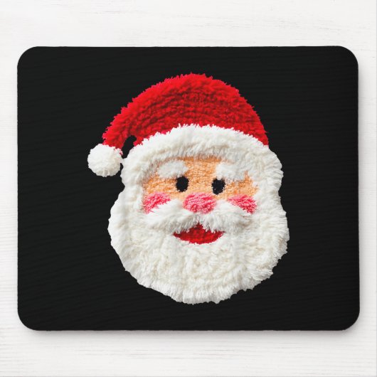 Cute Funny Preppy Faux Yarn Santa Claus Face Merry Muismat (Voorkant)