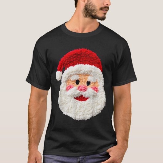 Cute Funny Preppy Faux Yarn Santa Claus Face Merry T-shirt (Voorkant)