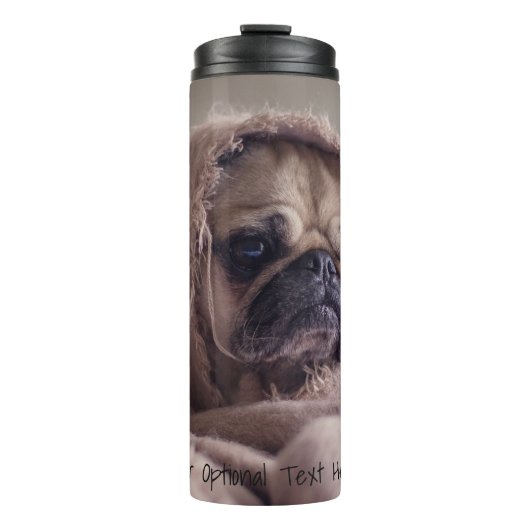 Cute & Funny Pug aangepaste teksttumbler Thermosbeker (Voorkant)