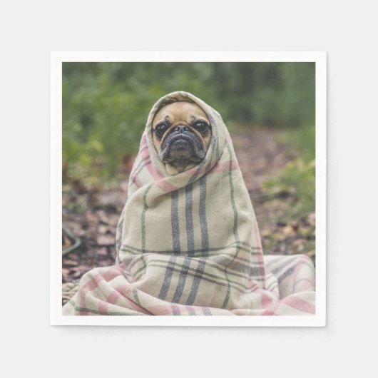 Cute & Funny Pug Dog paper inapkins Servetten (Voorkant)