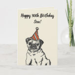 Cute Funny Pug Grey Son 30th Birthday Kaart<br><div class="desc">Cute Funny Pug Grey Son, 30th Birthday, een uniek ontwerp gemaakt voor iedereen die op zijn verjaardag iets speciaals zoekt voor zijn zoon. Het ontwerp is voorzien van een schattig pug vooraan met aanpasbare tekst die u kunt personaliseren, dus aarzel niet om het aan te passen om uw eigen verjaardagsuitnodiging...</div>