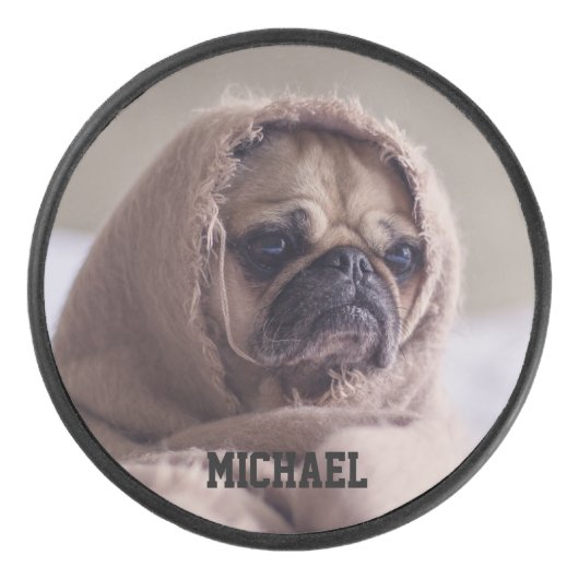 Cute & Funny Pug (op maat) Hockey Puck (Voorkant)