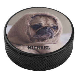 Cute & Funny Pug (op maat) Hockey Puck