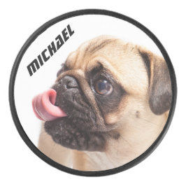 Cute & Funny Pug (op maat) Hockey Puck
