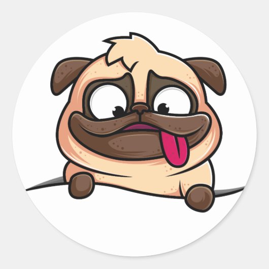 Cute Funny Pug Puppy - Sticker (Voorkant)