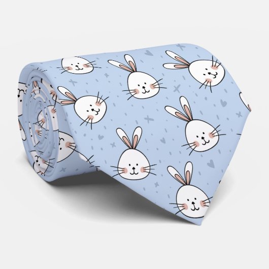 Cute Funny Rabbit Bunny Pattern Stropdas (Opgerold)
