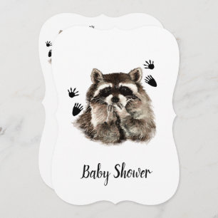 Cute Funny Raccoon Garden Animal Baby shower Kaart