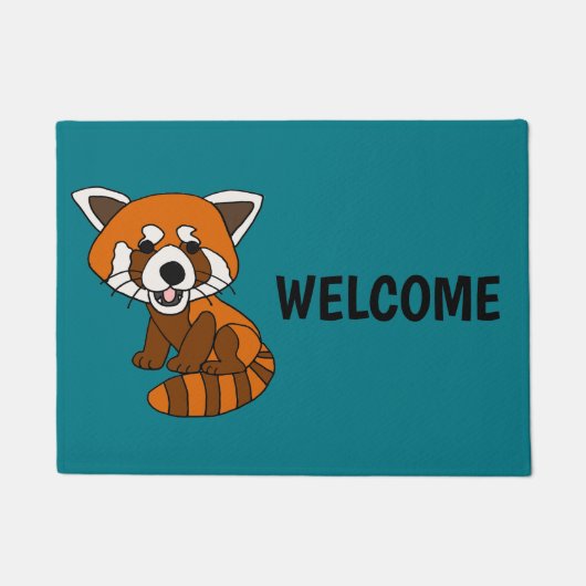 Cute Funny Red Panda Cartoon Deurmat (Voorkant)