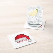 Cute Funny Red Santa Holiday, aangepast kerstfeest Kartonnen Onderzetters (Insitu)