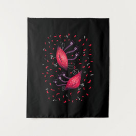 Cute Funny Red Three Eyed Cartoon Aliens Kinder Wandkleed