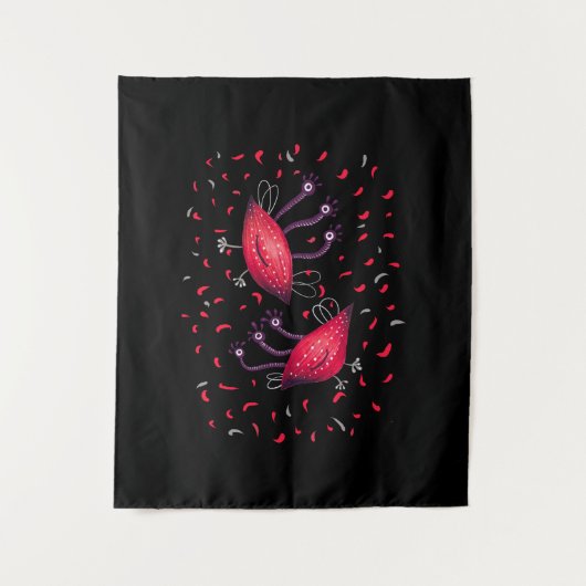 Cute Funny Red Three Eyed Cartoon Aliens Kinder Wandkleed (Voorkant)