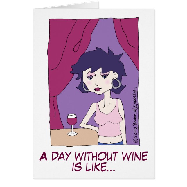 Cute Funny Red Wine Vino Cartoon Girl (Voorkant)